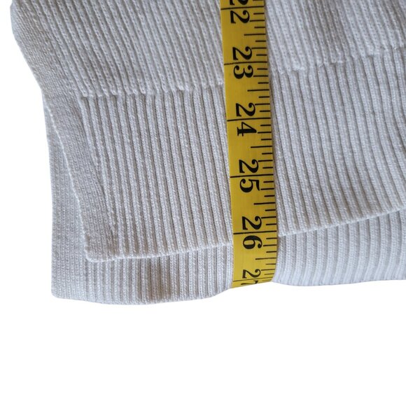 Athleta Sweater Hanover Refined V Neck Merino Wool Blend Small Bone Jumper SZ S - Picture 12 of 12